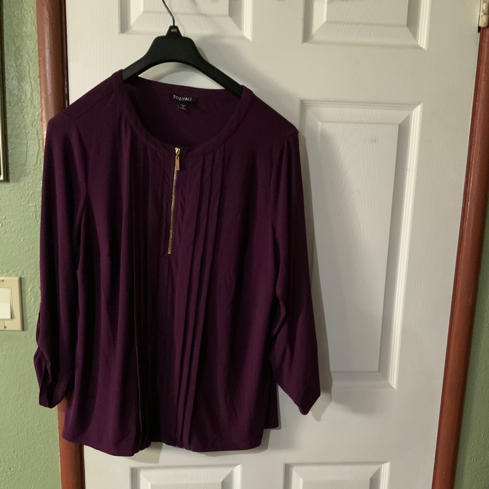 purple long sleeve shirt